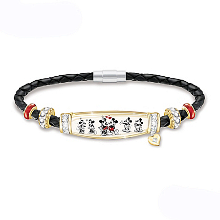 Mickey Mouse & Minnie Mouse Wonders Of Love Leather Bracelet