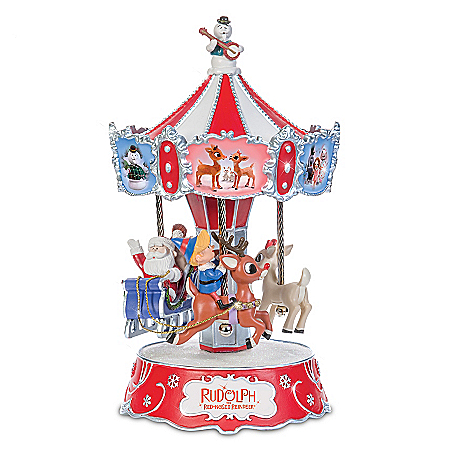 Rudolph The Red-Nosed Reindeer Hand-Painted Carousel Music Box