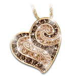 Buy Live, Love, Latte Women's Heart-Shaped Swarovski Crystal Pendant Necklace