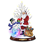 Buy Thomas Kinkade A Very Special Gift Illuminated Snowman And Santa Claus Sculpture