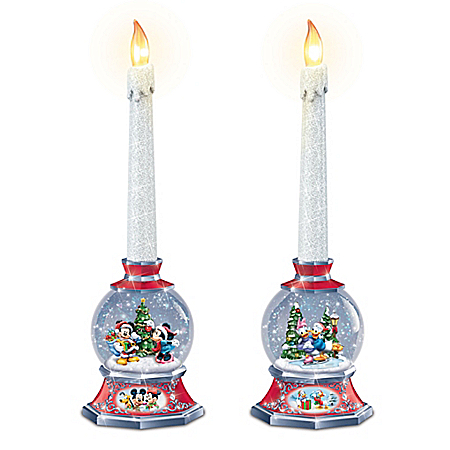 Disney Illuminated Holiday Snowglobes With Flameless Candles