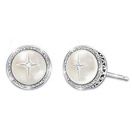 God’s Pearls Of Wisdom Mother-Of-Pearl And Diamond Earrings