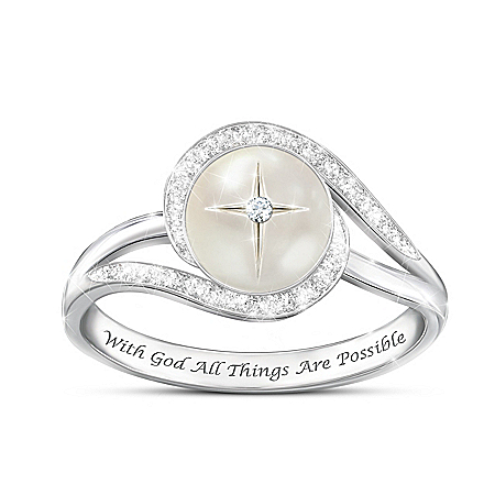 God’s Pearl Of Wisdom Mother-Of-Pearl And Diamond Ring