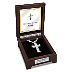Buy Blessed Son Stainless Steel Cross Pendant Necklace With Deluxe Wooden Valet Box