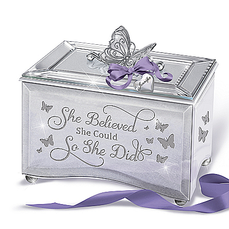 Women’s Empowerment Personalized Music Box with Name-Engraved Heart Charm