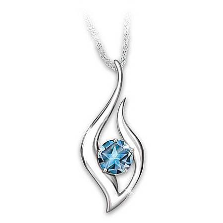 Reach For The Stars Class Of 2019 Women’s Simulated Blue Topaz  Graduation Pendant Necklace – Graduation Gift Ideas