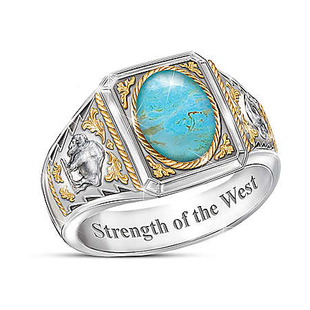 Strength Of The West Turquoise Ring With Sculpted Bison