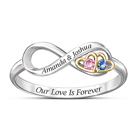Our Love Is Forever Women's Infinity-Shaped Personalized Birthstone Ring - Personalized Jewelry