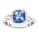Buy Blue Splendor Women's Mountain Blue Helenite And White Topaz Ring