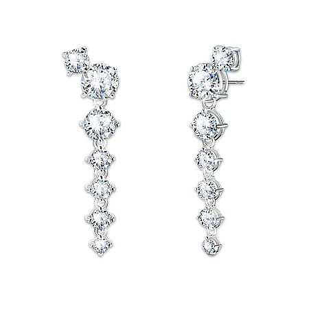 Cascading Earrings With Over 11 Carats Of Simulated Diamonds