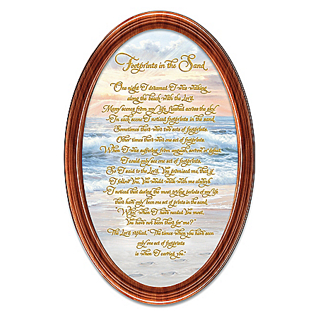 Footprints In The Sand Framed Oval Collector Plate