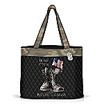 Buy Because Of The Brave Quilted Tote Bag With Dog Tag Charm
