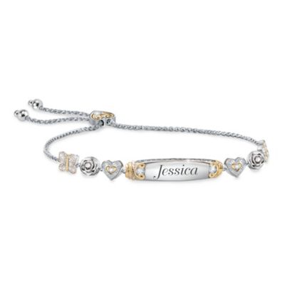 Buy Precious Daughter Women's Personalized Sterling Silver-Plated Bolo-Style Charm Bracelet