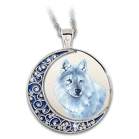Glow-In-The-Dark Crystal Wolf Pendant Necklace
