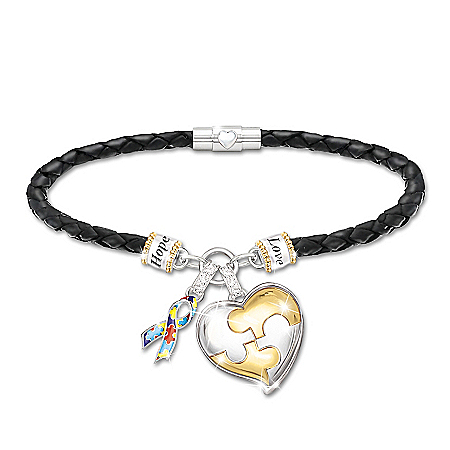 My Hero Women’s Autism Awareness Personalized Bracelet With Heart-Shaped Charm – Personalized Jewelry