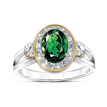 Earthly Beauty Women’s Chrome Diopside And Topaz Ring