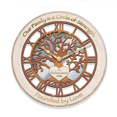 Buy Rooted In Family Openwork Tree Of Life Personalized Round Wall Clock With Roman Numeral Hour Markers