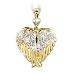 Buy Guardian Angel Embrace Women's Crystal And Diamond Heart-Shaped Pendant Necklace