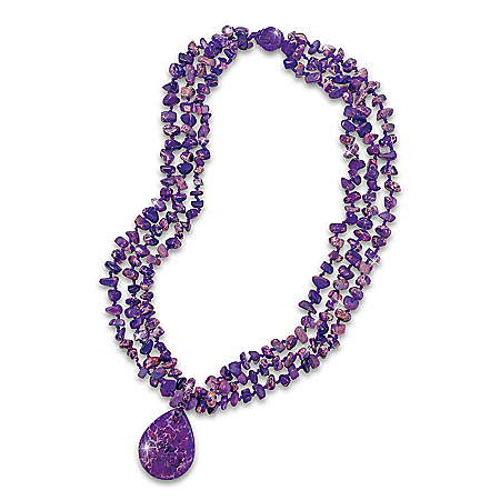 Natural Beauty Purple Turquoise Necklace With Over 200 Beads