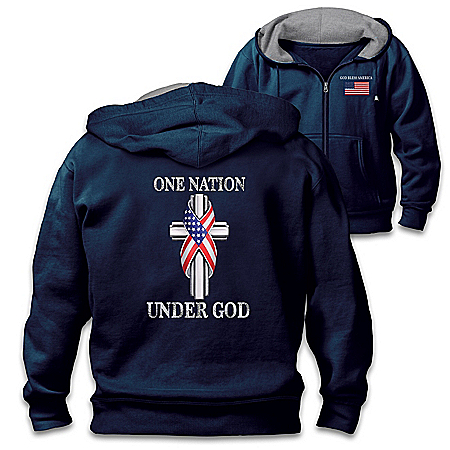 One Nation Under God Patriotic Cotton-Blend Knit Hoodie