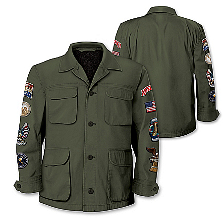 American Pride Men’s Field Jacket With 8 Patriotic Patches