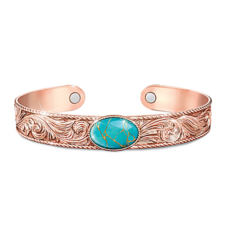 Strength Of Nature Copper Cuff Bracelet With Turquoise