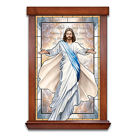 Glowing Grace Religious Self-Illuminating Stained-Glass Wall Decor