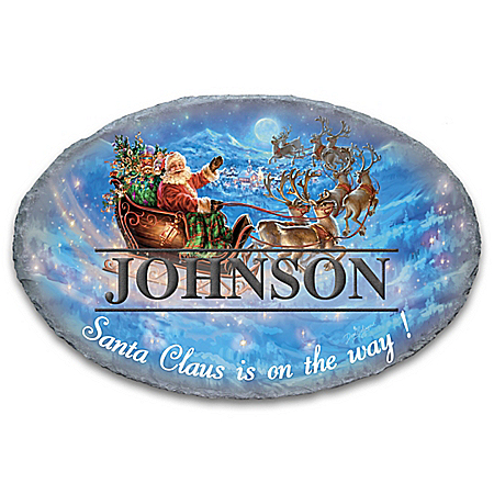 Santa In His Sleigh Personalized Outdoor Welcome Sign
