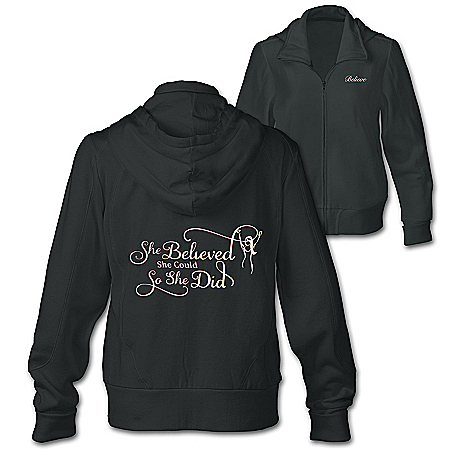 She Believed She Could Women’s Inspirational Front-Zip Hoodie