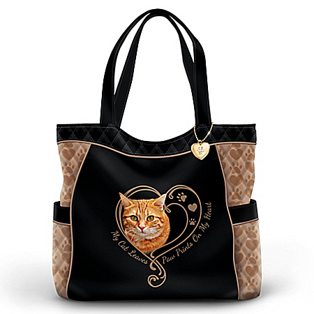 Paw Prints On My Heart Cat Women’s Quilted Tote Bag