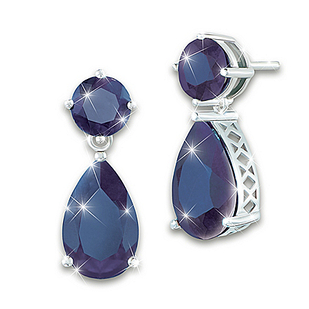 Women’s Earrings With Over 16 Carats Of Genuine Sapphires