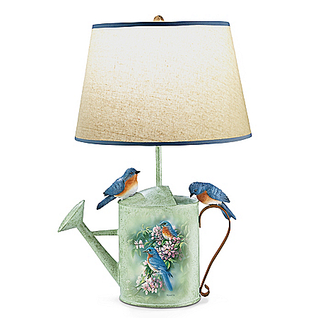 Rosemary Millette Country Bluebirds Sculpted Songbird Lamp