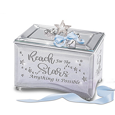 Reach For The Stars Personalized Mirrored Music Box With Poem Card & Heart-Shaped Charm – Graduation Gift Ideas