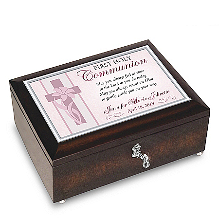 First Holy Communion Music Box With Name And Date  Gift For Girls