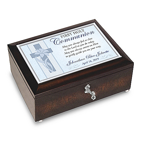 First Holy Communion Music Box With Name And Date  Gift For Boys