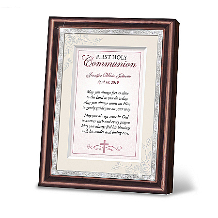 First Holy Communion Personalized Pink Prayer Frame
