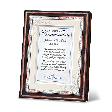 First Holy Communion Personalized Blue Prayer Frame