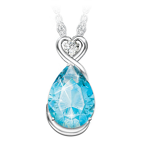 Words Of Comfort Topaz Necklace With A Solitaire Diamond