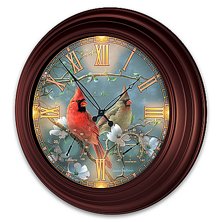 James Hautman Cardinal-Themed Illuminated Atomic Wall Clock