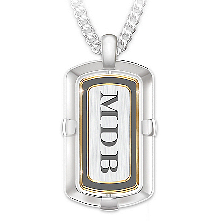 Son Wherever You Go Men’s Personalized 2-In-1 Design Stainless Steel & Diamond Dog Tag Pendant Necklace – Personalized Jewelry