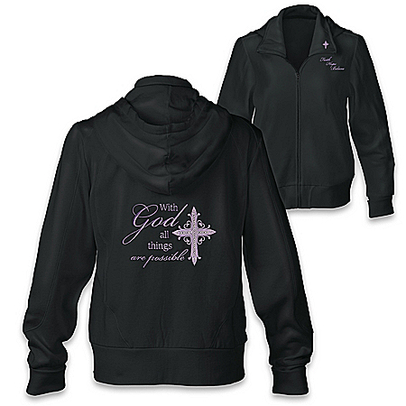With God, All Things Are Possible Women’s Religious Front-Zip Hoodie