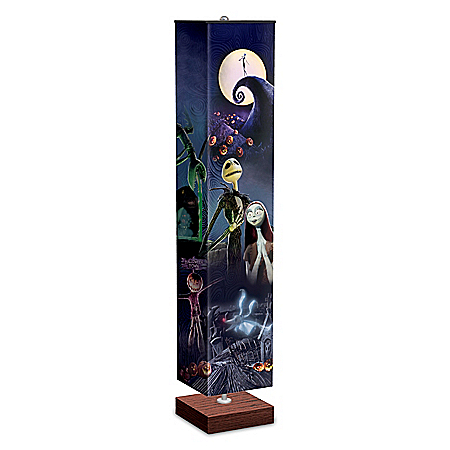 Halloween Town Floor Lamp With 4-Sided Artwork Fabric Shade