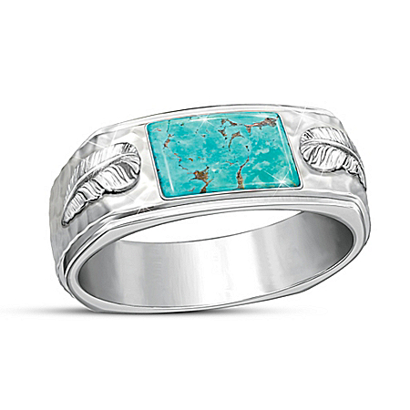 Sedona Canyon Sterling Silver Genuine Turquoise Men’s Ring