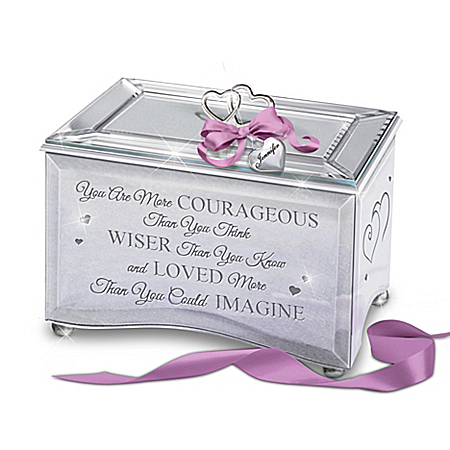 Strength Of A Woman Personalized Mirrored Keepsake Music Box With Heart-Shaped Charm – Personalized Jewelry