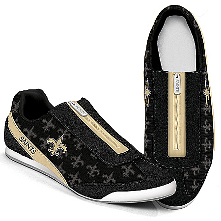 New Orleans Saints Logo-Pattern Zipper Canvas Sneakers