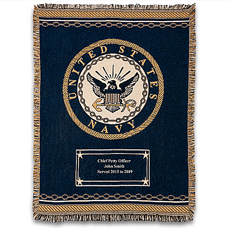 U.S. Navy Personalized Throw Blanket With Emblem