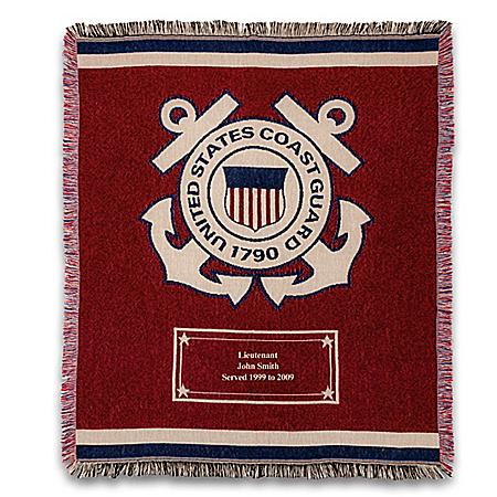U.S. Coast Guard Personalized Throw Blanket With Emblem