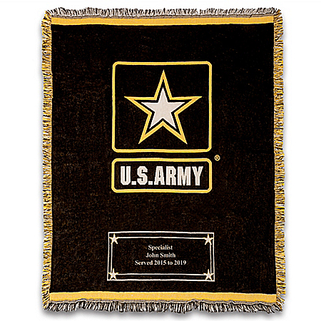 U.S. Army Personalized Cotton Throw Blanket With Logo