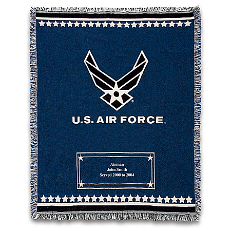U.S. Air Force Personalized Cotton Throw Blanket With Symbol