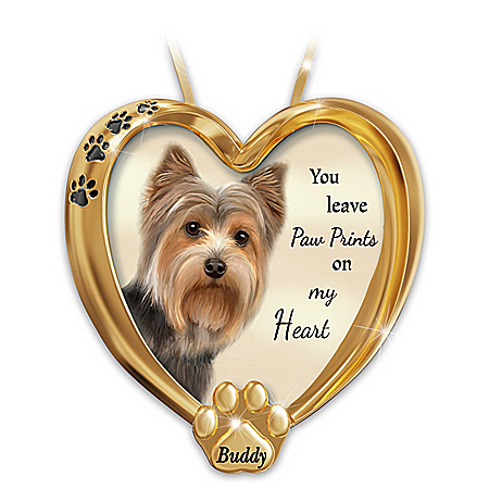 Personalized Pet Ornament With Yorkie Artwork